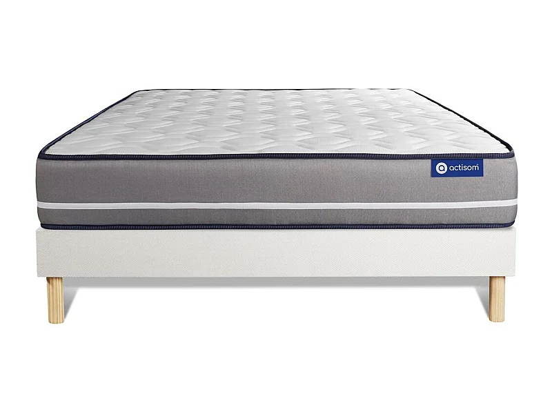 Ensemble matelas Latex + mémoire de forme ACTILATEX PUR 120x200cm 3zones de confort + sommier KIT blanc