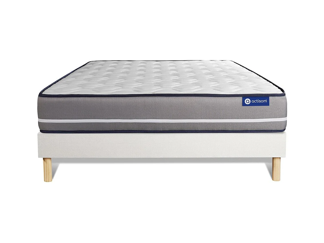 Ensemble matelas Latex + mémoire de forme ACTILATEX PUR 120x200cm 3zones de confort + sommier KIT blanc