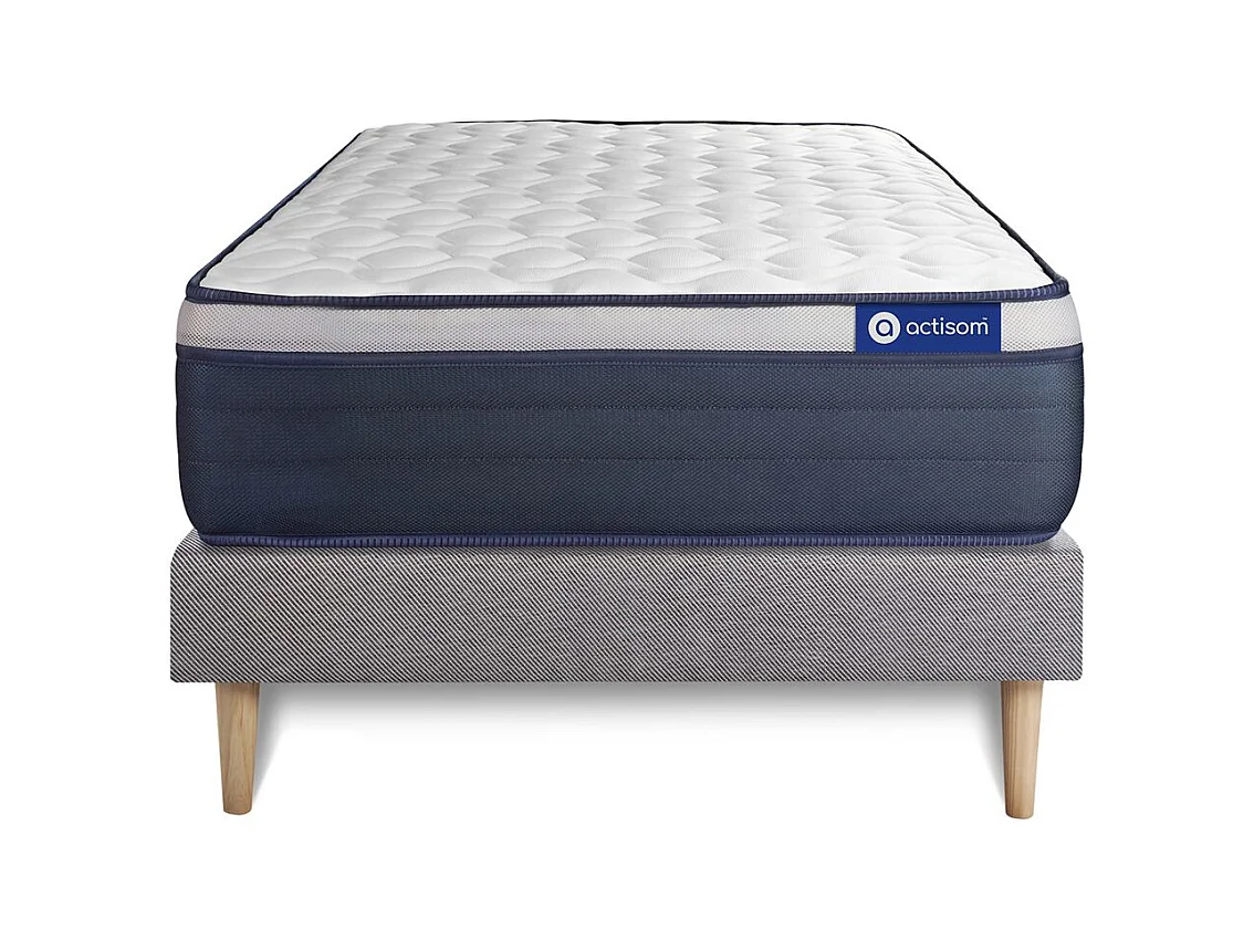 Ensemble matelas Latex+Mémoire de forme ACTILATEX MAX 80x190 cm Maxi épaisseur 7zones de confort + sommier KIT gris