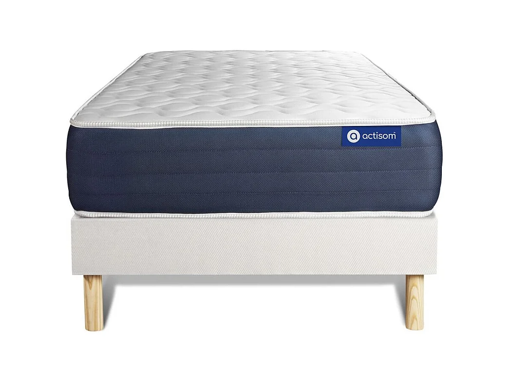 Ensemble matelas Latex et Mémoire de forme ACTILATEX SLEEP 80x190 5zones de confort + sommier KIT blanc