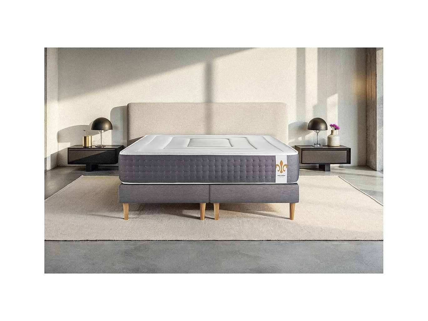 Ensemble Le Vingt-Six 160 x 200 cm double sommiers Gris