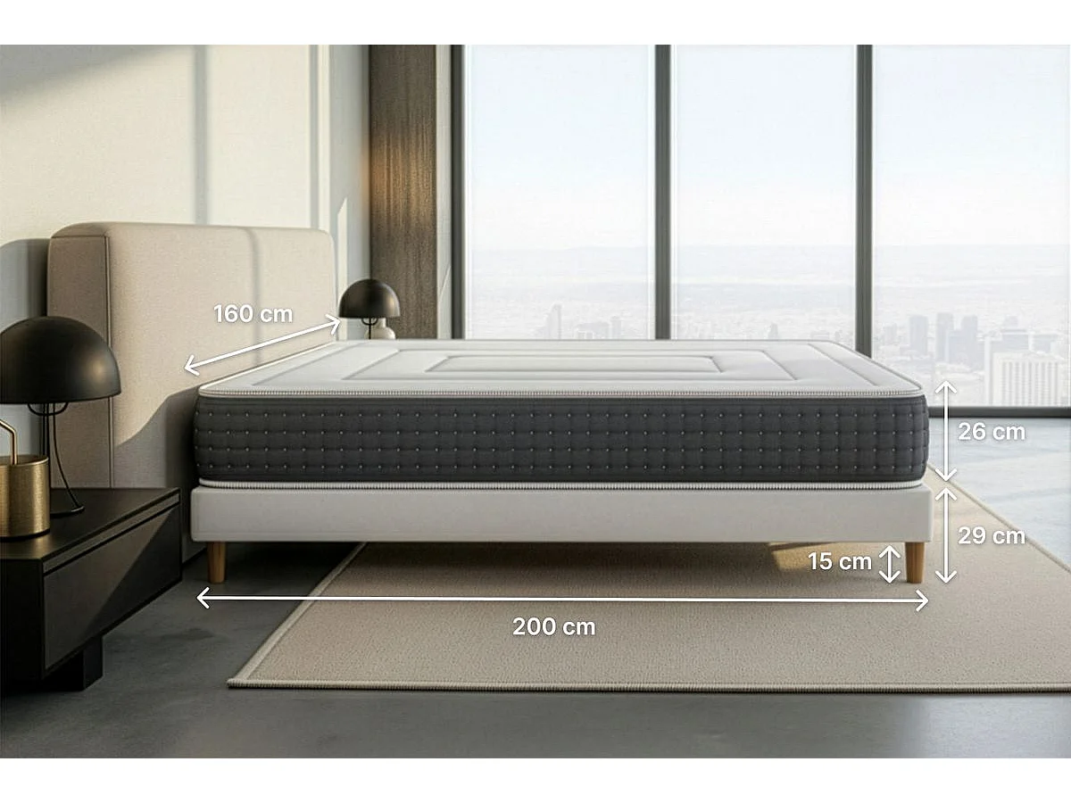 Ensemble Le Vingt-Six 160 x 200 cm double sommiers Gris