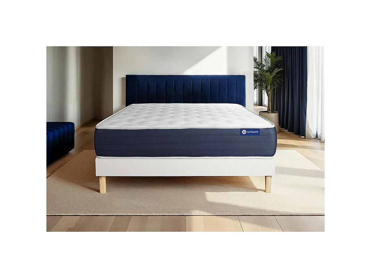 Ensemble matelas Ressorts ensachés et Mémoire de forme ACTIFLEX SLEEP 120x190 5zones de confort + sommier KIT blanc