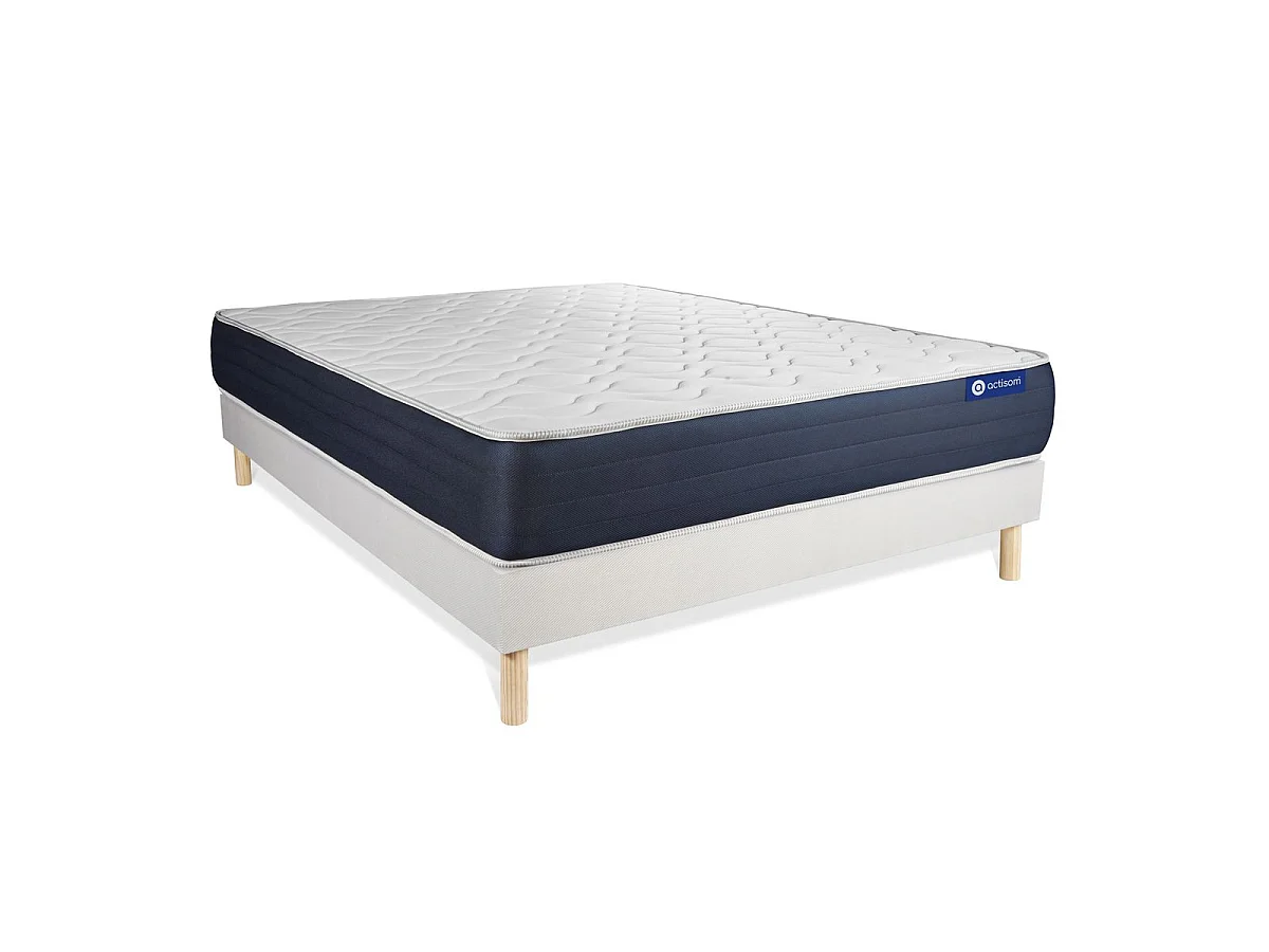 Ensemble matelas Ressorts ensachés et Mémoire de forme ACTIFLEX SLEEP 120x190 5zones de confort + sommier KIT blanc