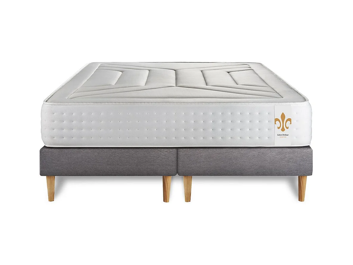 Ensemble Le Vingt-Quatre 160 cm double sommiers Gris