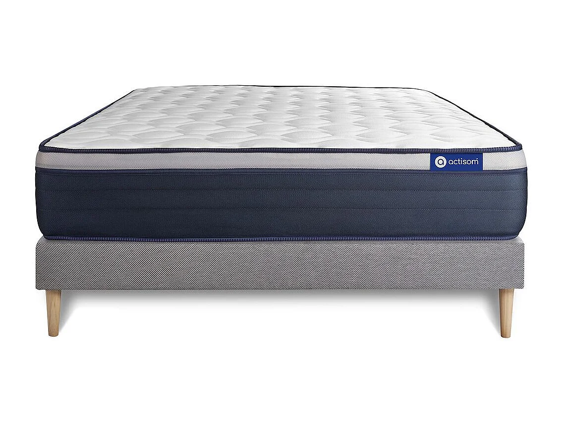 Ensemble matelas Mémoire de forme ACTIMEMO MAX 120x190 cm Maxi épaisseur 7zones de confort + sommier KIT gris