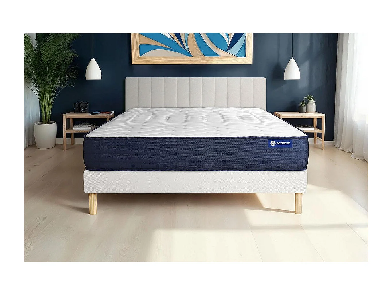 Ensemble matelas ACTIFLEX LIFE 120x190 Ressorts ensachés et Mémoire de forme 5zones de confort + sommier KIT blanc