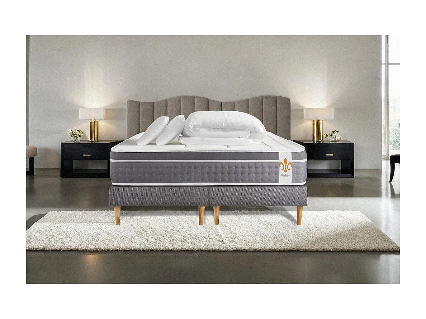 Pack Le Trente 180 x 200 cm double sommiers Gris