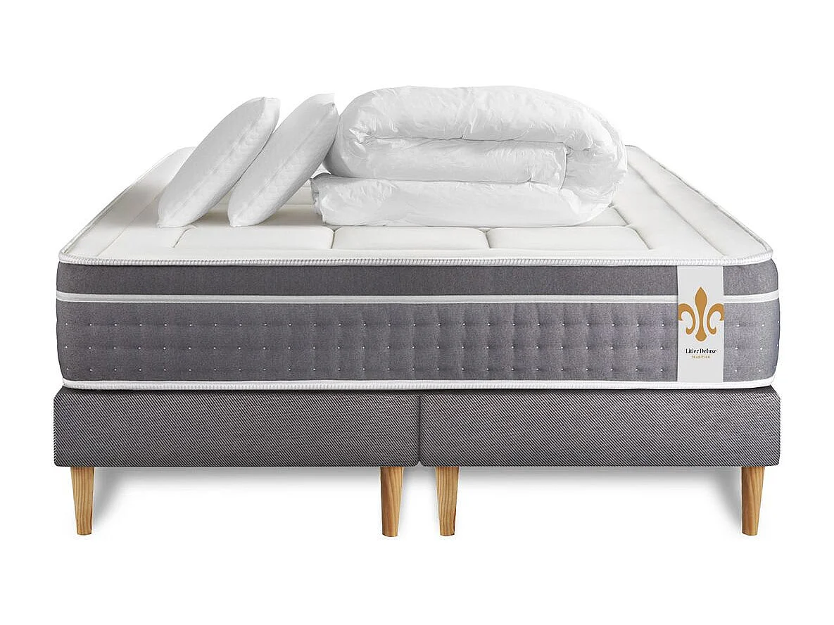 Pack Le Trente 180 x 200 cm double sommiers Gris