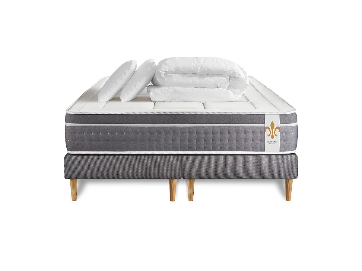 Pack Le Trente 180 x 200 cm double sommiers Gris