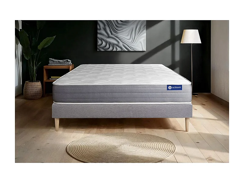 Ensemble matelas ACTIMEMO DREAM mémoire de forme 80x200 cm 5zones de confort + sommier KIT gris