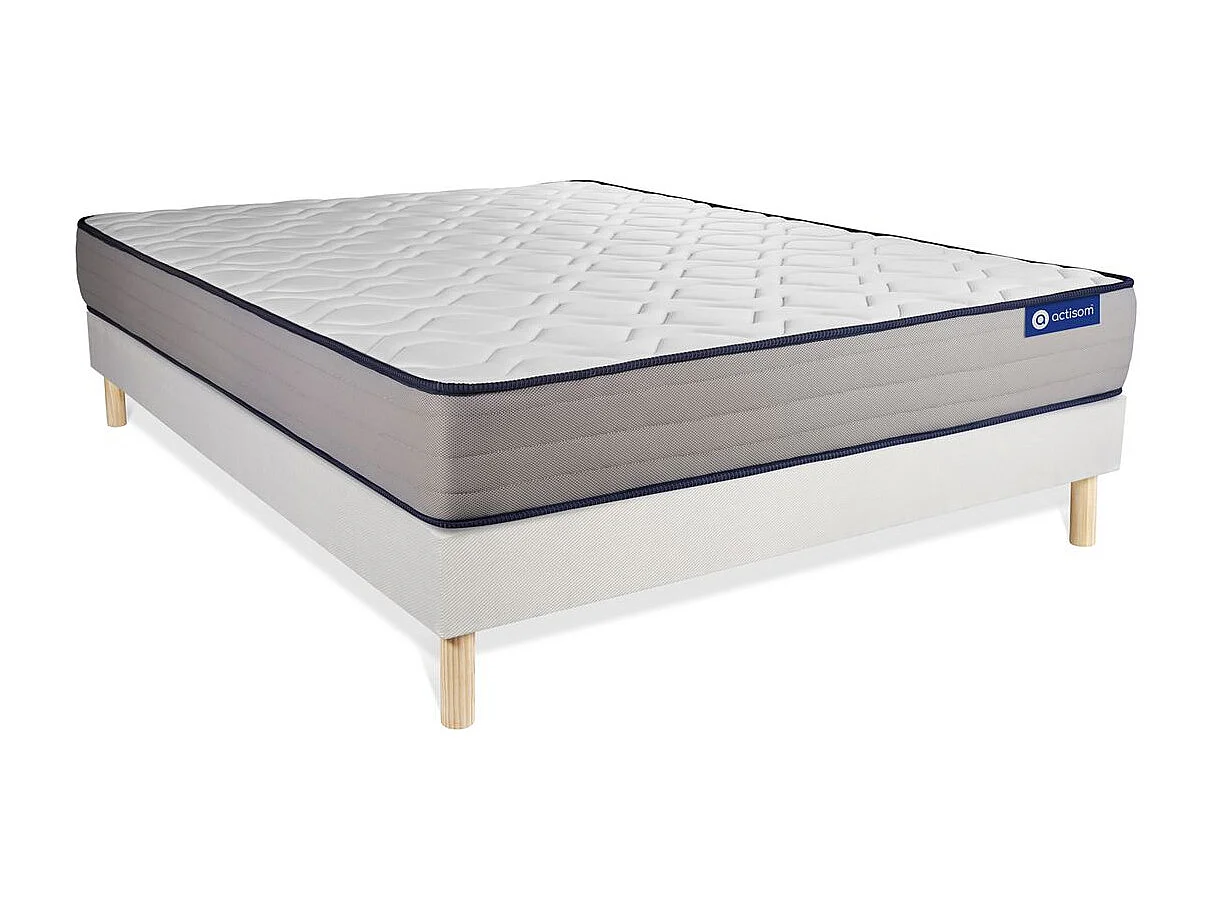 Ensemble matelas Mémoire de forme ACTIMEMO FORM 120x200 cm 5zones de confort + sommier KIT blanc