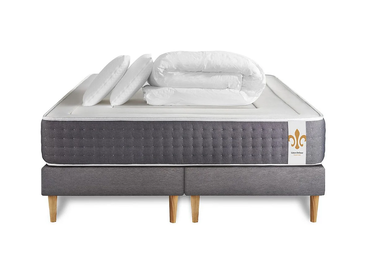 Pack Le Vingt-Six 180 x 200 cm double sommiers Gris