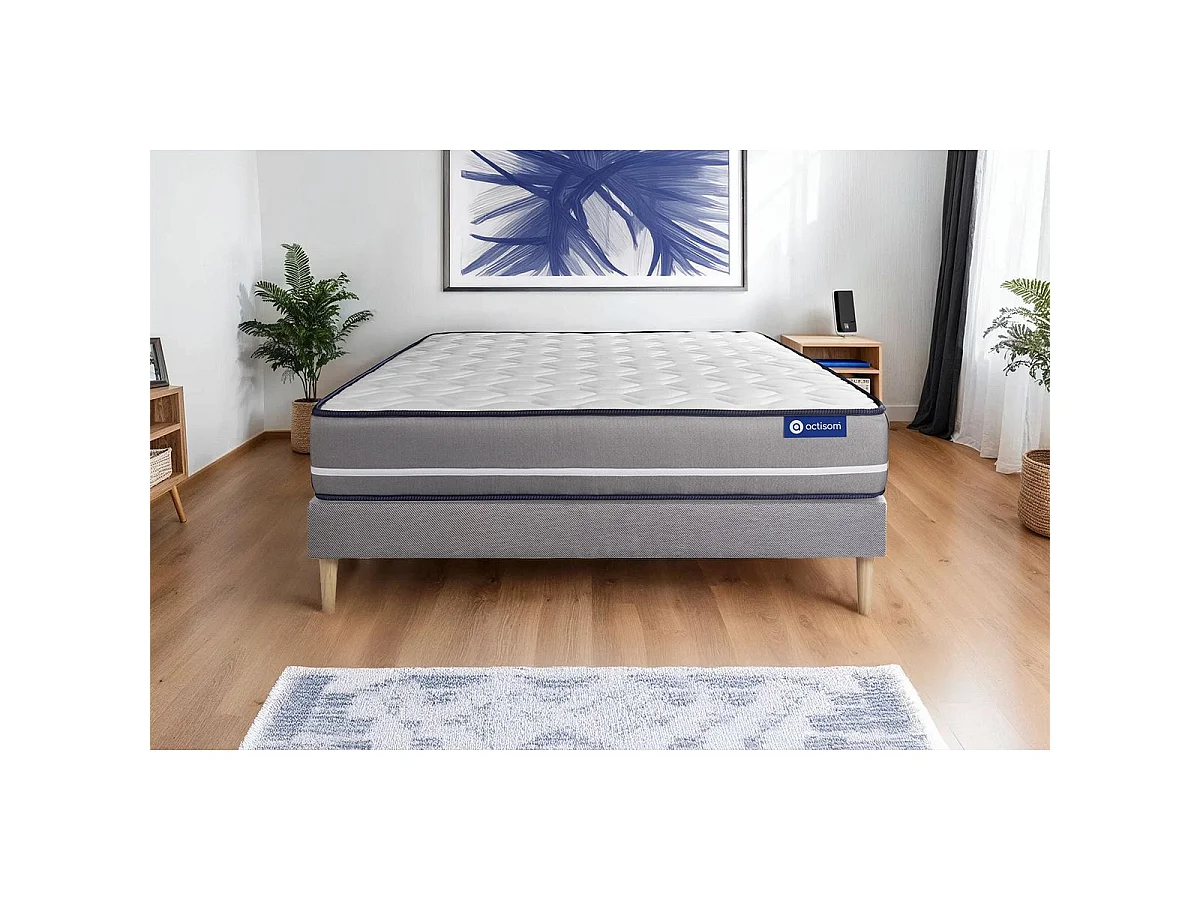 Ensemble matelas Latex + mémoire de forme ACTILATEX PUR 120x190cm 3zones de confort + sommier KIT gris