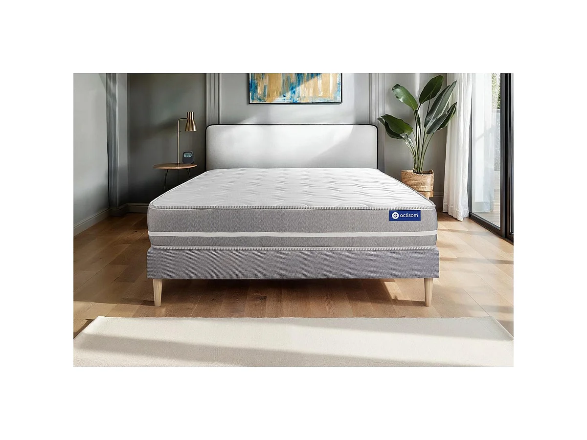 Ensemble matelas Mémoire de forme ACTIMEMO TOUCH 120x200 3zones de confort + sommier KIT gris