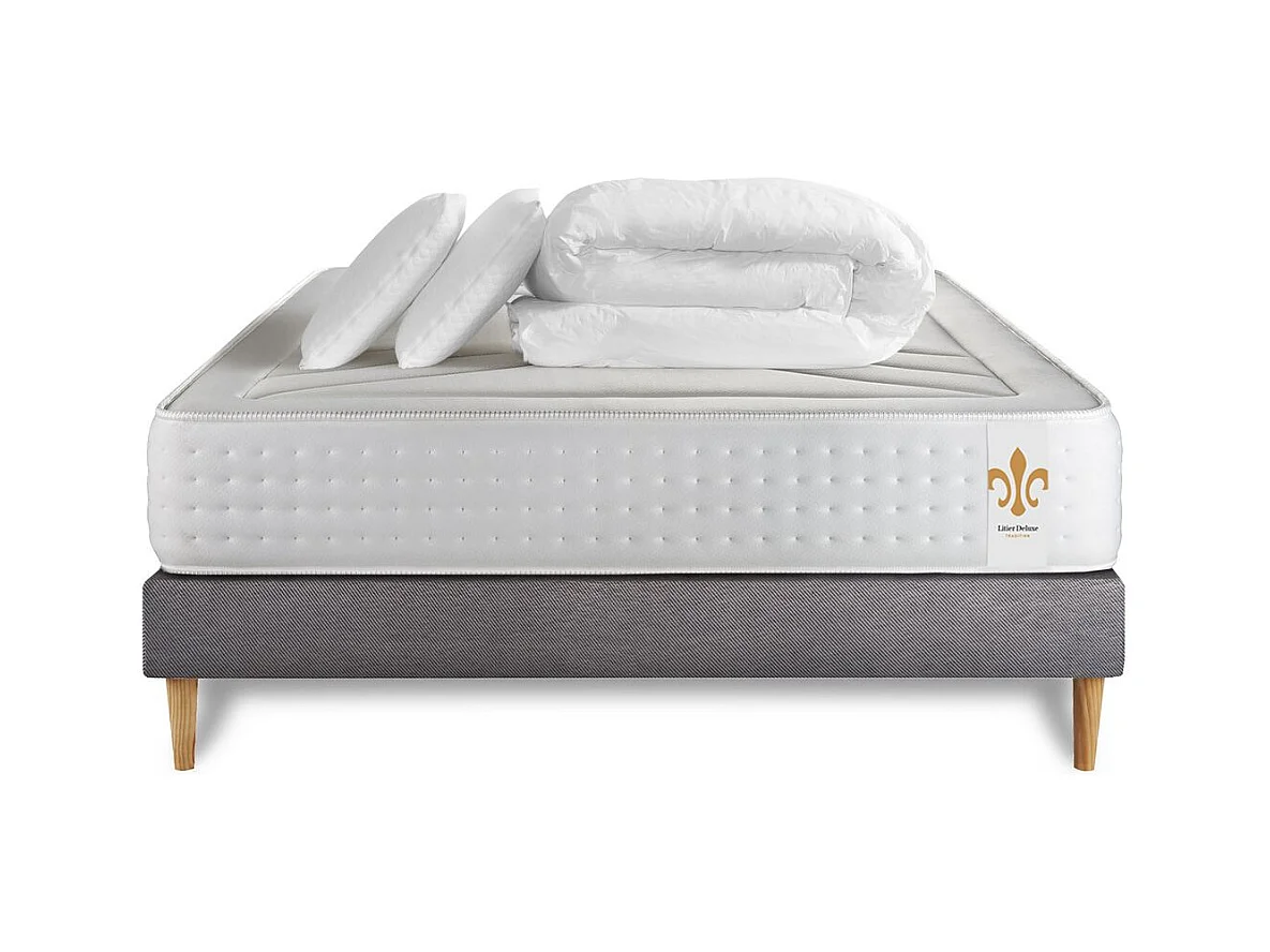 Pack Vingt-Quatre 160 x 200 cm sommier Kit Gris