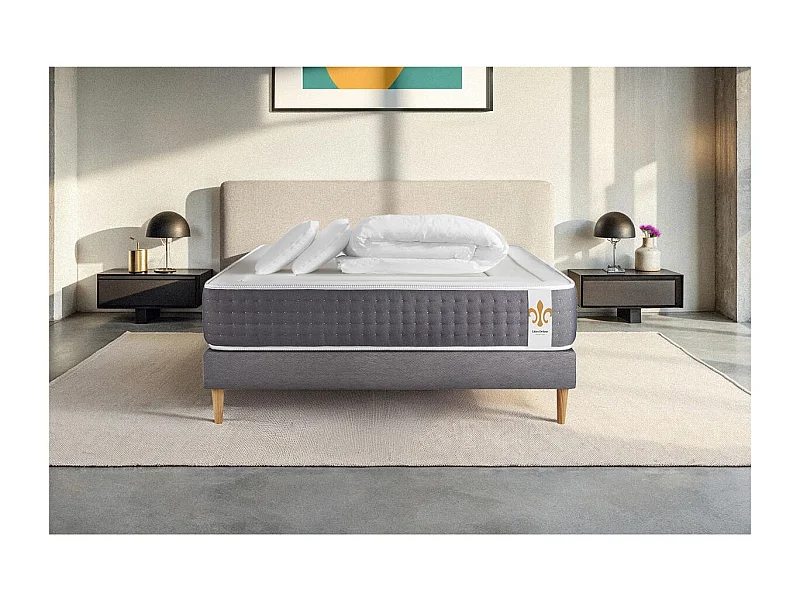 Pack Le Vingt-Six 140 x 190 cm sommier Gris