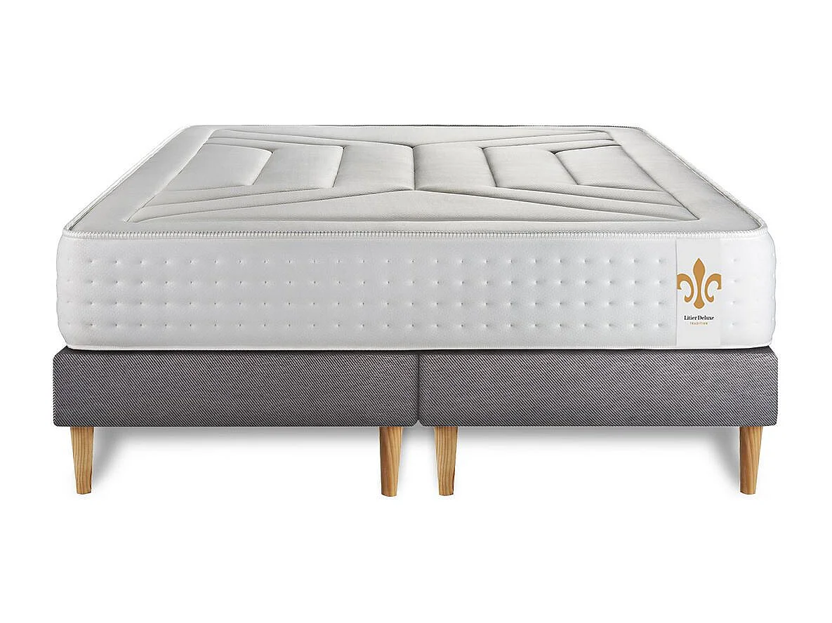Pack Le Vingt-Quatre 200 x 200 cm double sommiers Gris