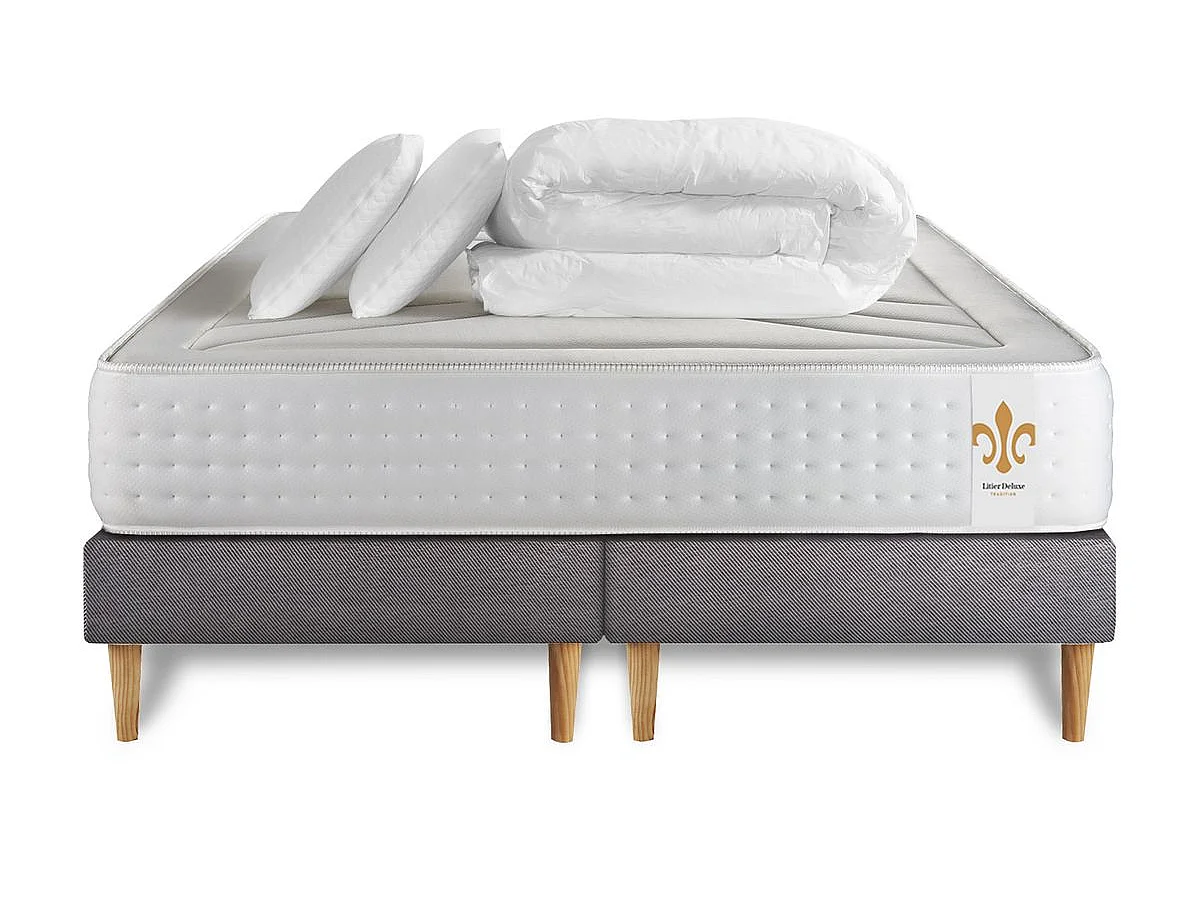 Pack Le Vingt-Quatre 200 x 200 cm double sommiers Gris