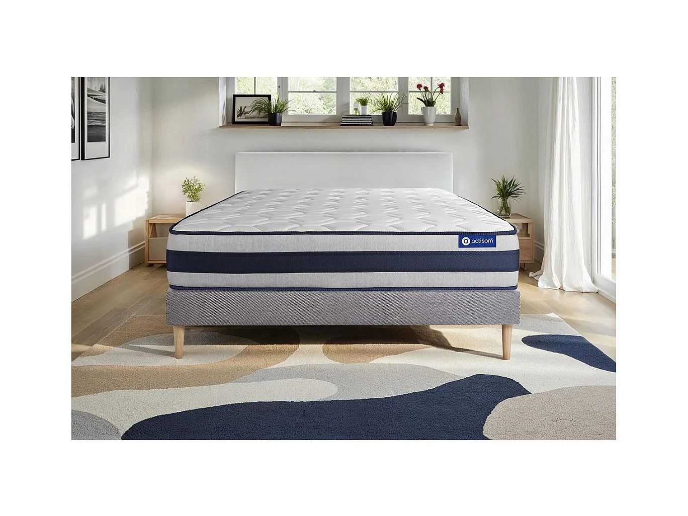 Actiflex ergo matratze 120x190cm + Bettgestell mit lattenrost - Dicke : 24cm - Taschenfederkern und Memory-Schaum - H4