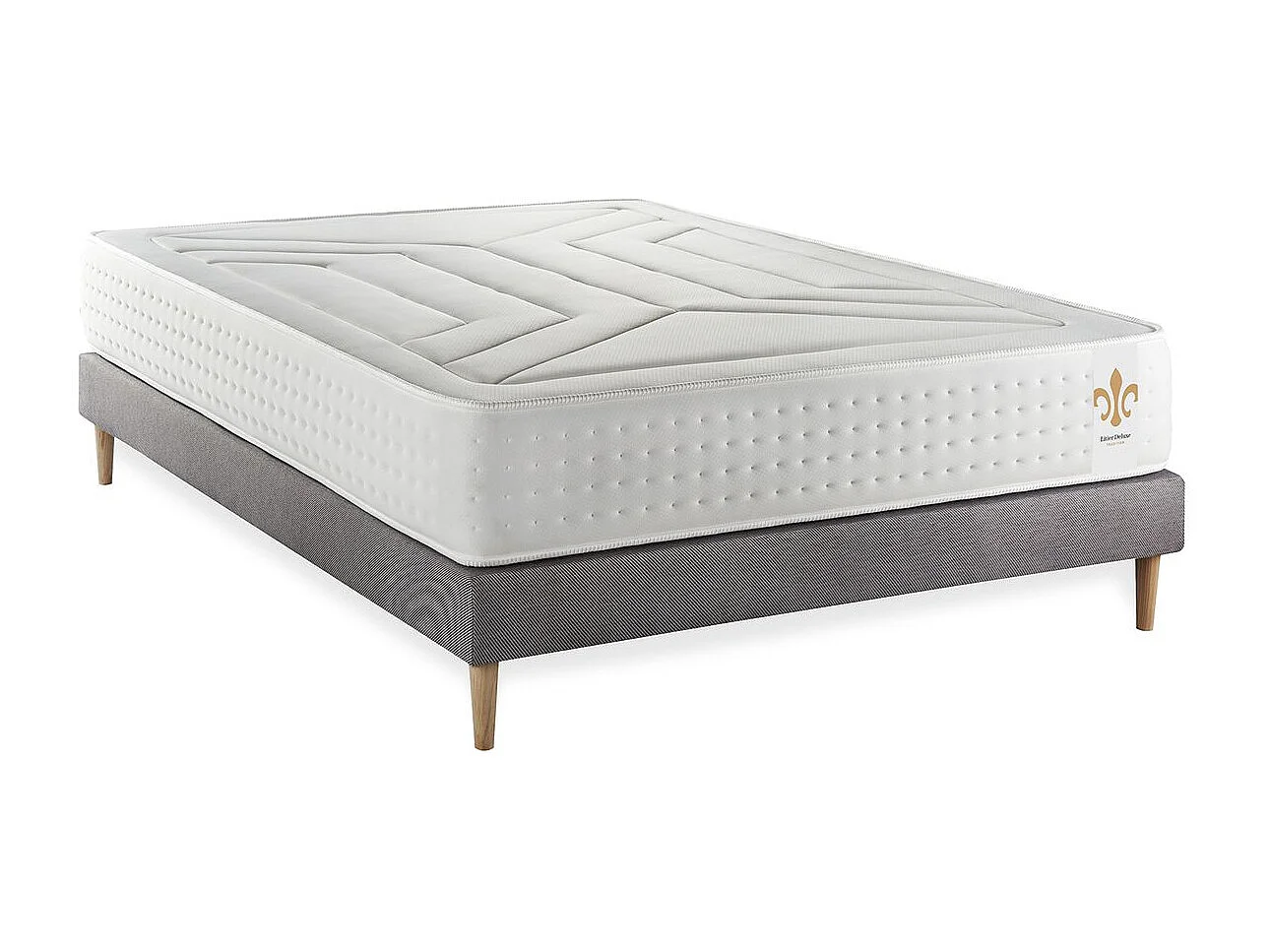 Ensemble Vingt-Quatre 160 x 200 cm sommier Kit Gris