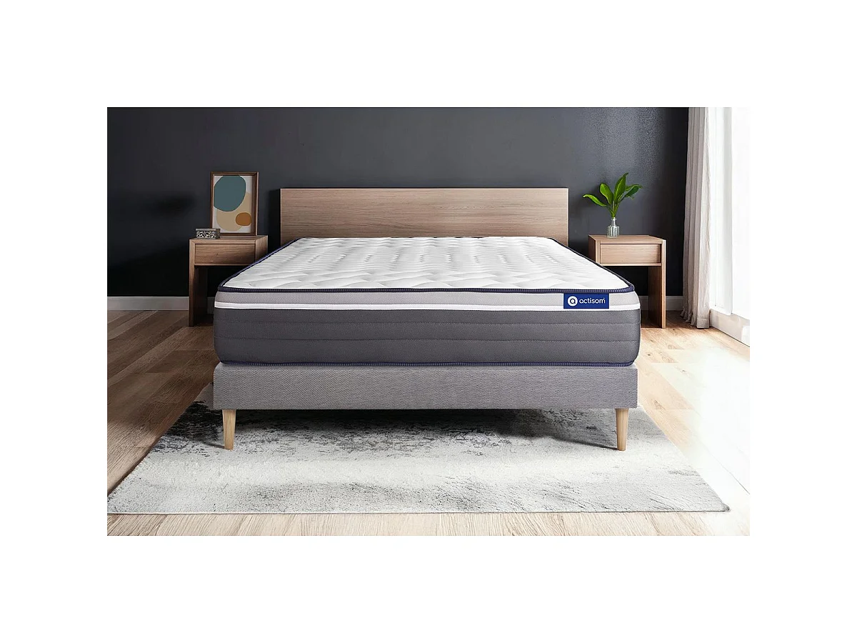 Ensemble matelas ACTIMEMO PLUS 80x190 Mémoire de forme Maxi épaisseur 7zones de confort + sommier KIT gris