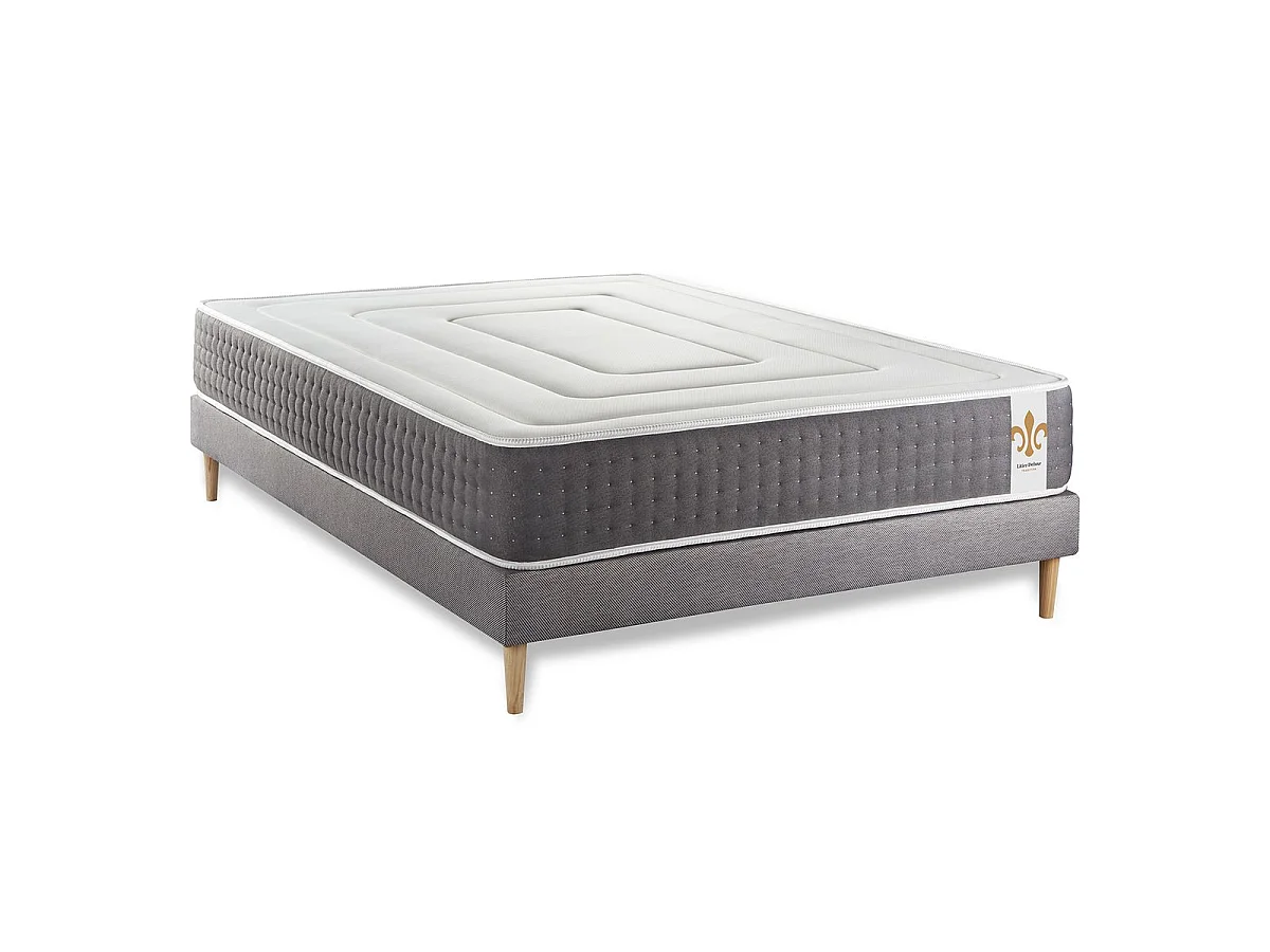 Ensemble Vingt-Six 160 x 200 cm sommier Kit Gris