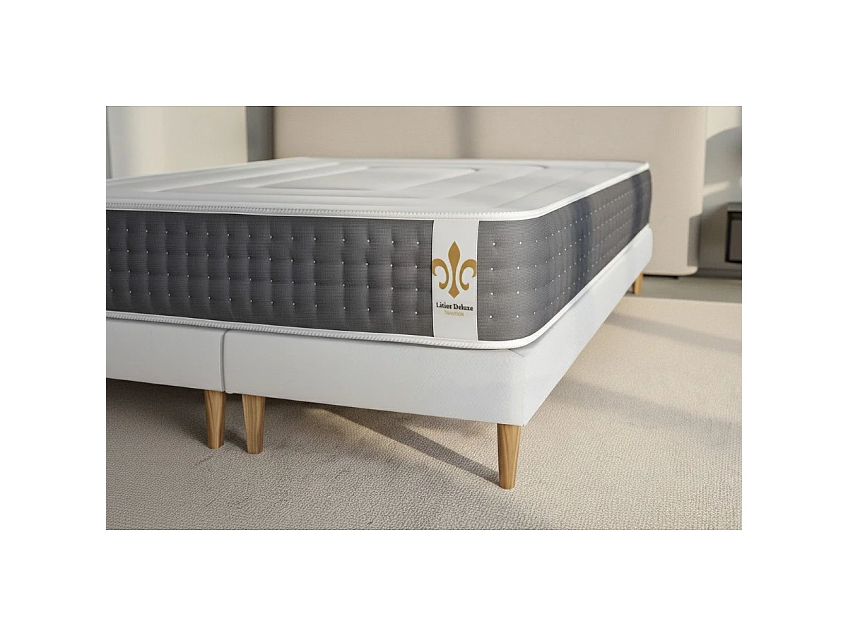 Ensemble Vingt-Six 160 x 200 cm sommier Kit Gris