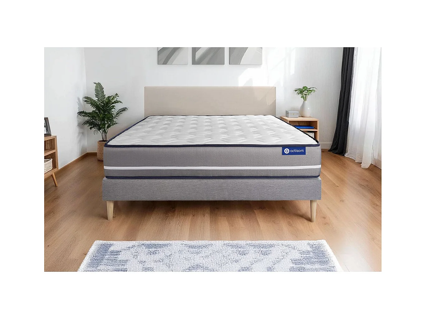 Pack colchón Actimemo pur 120x200cm + Somier, espuma viscoelástica, 3 zonas de confort