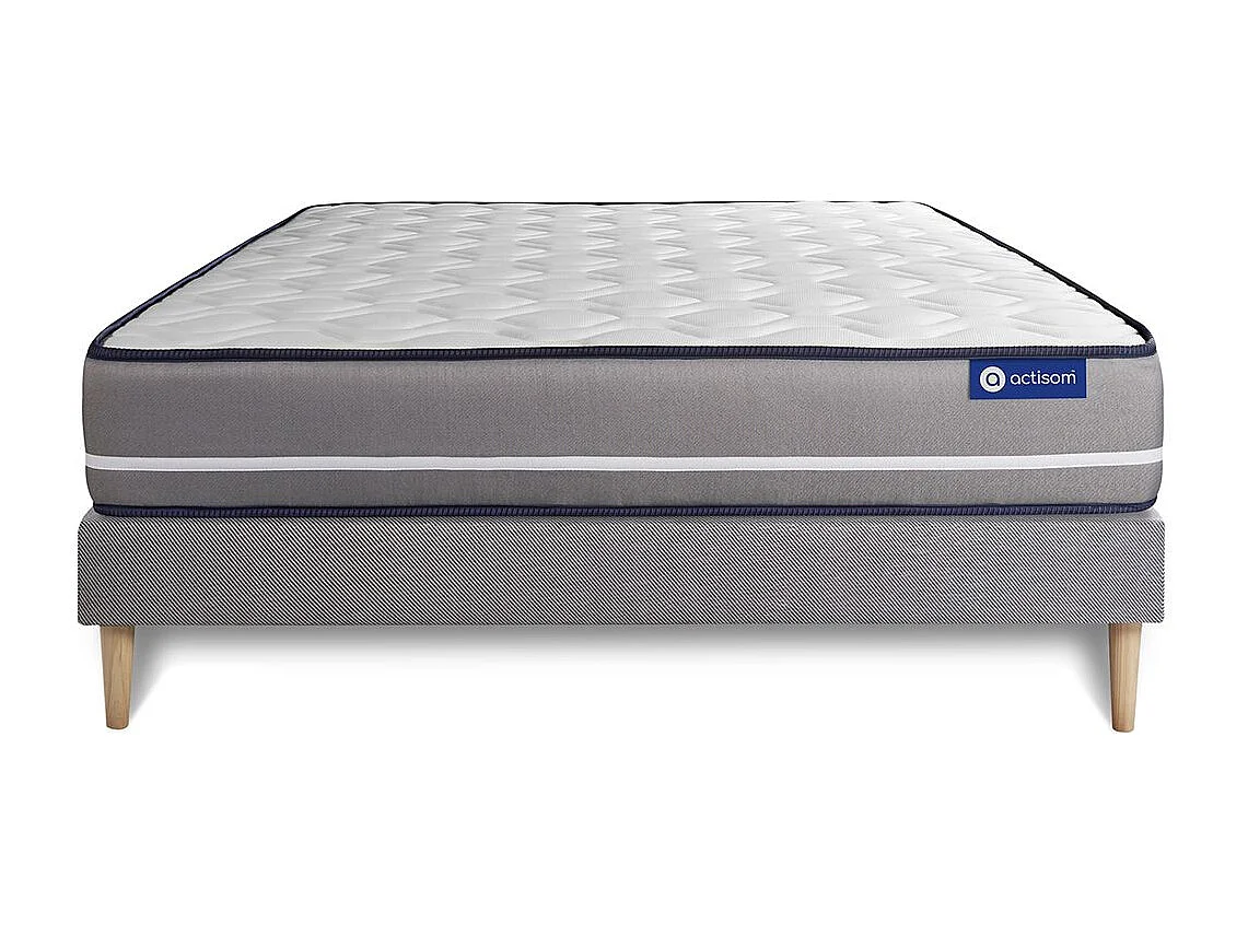 Ensemble matelas à mémoire ACTIMEMO PUR 120x200cm 3zones de confort + sommier KIT gris