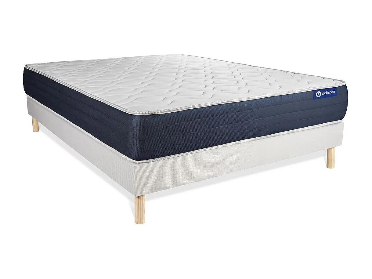 Ensemble matelas Mémoire de forme ACTIMEMO SLEEP 120x190 5zones de confort + sommier KIT blanc
