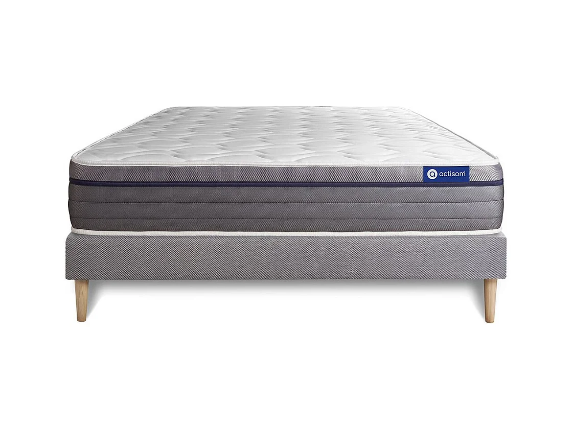 Pack colchón Actiflex zen 120x190cm + Somier, Muelles ensacados y espuma viscoelástica, 3 zonas de confort