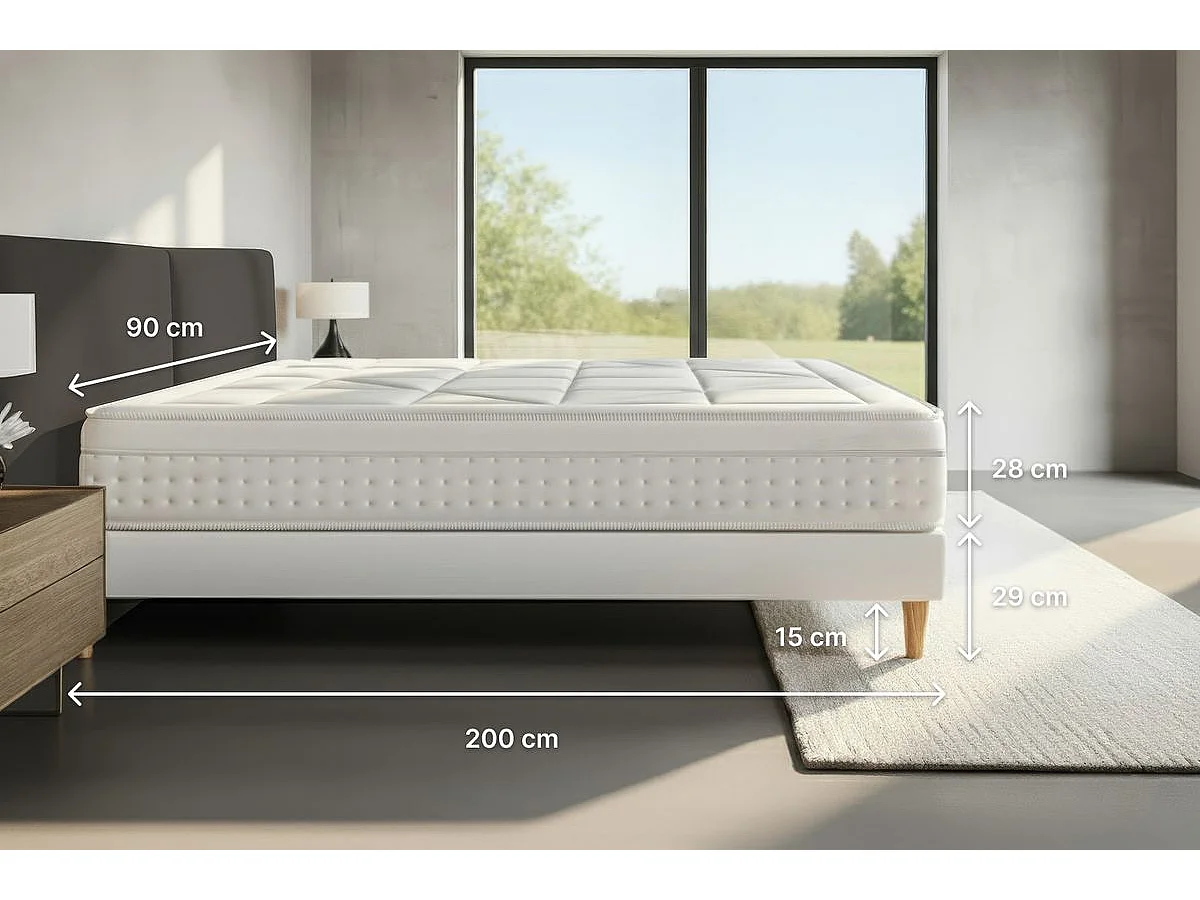 Ensemble Vingt-Huit 90 x 200 cm sommier Kit Blanc
