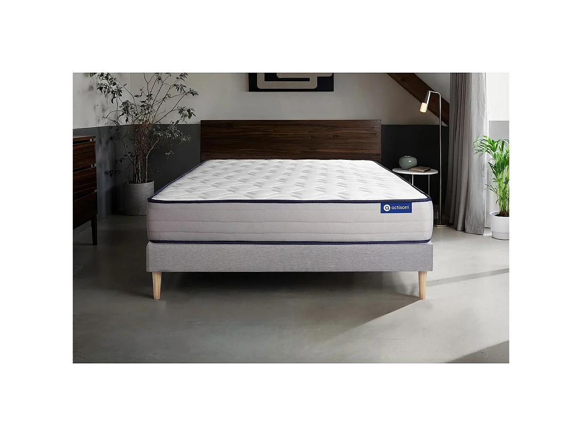 Ensemble matelas Latex et Mémoire de forme ACTILATEX FORM 120x190 cm 5zones de confort + sommier KIT gris