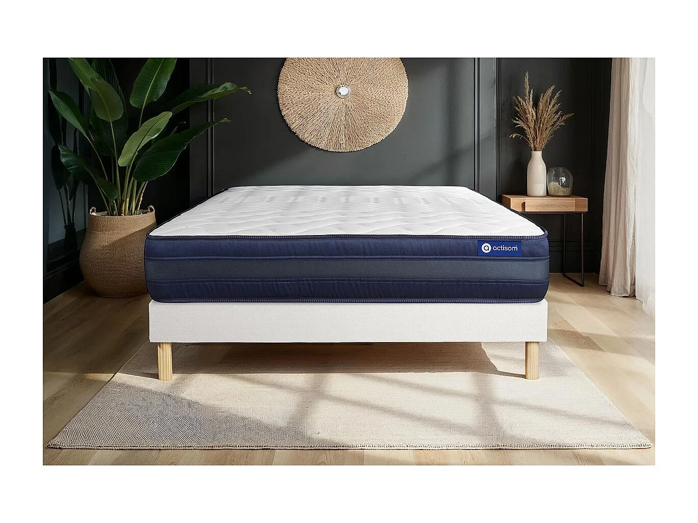 Ensemble matelas ACTIFLEX TECH 120x200 Mémoire de forme Maxi épaisseur 5zones de confort + sommier KIT blanc