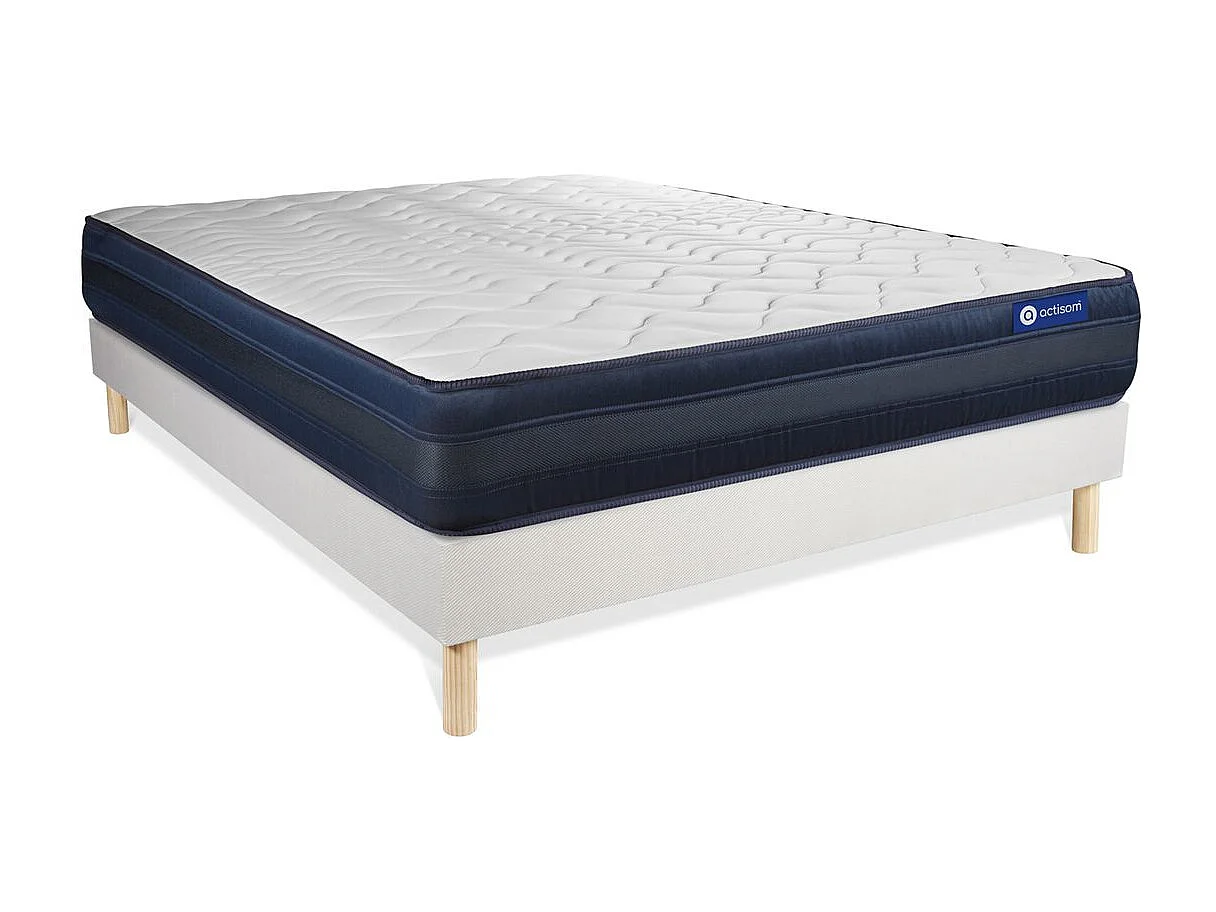 Ensemble matelas ACTIFLEX TECH 120x200 Mémoire de forme Maxi épaisseur 5zones de confort + sommier KIT blanc