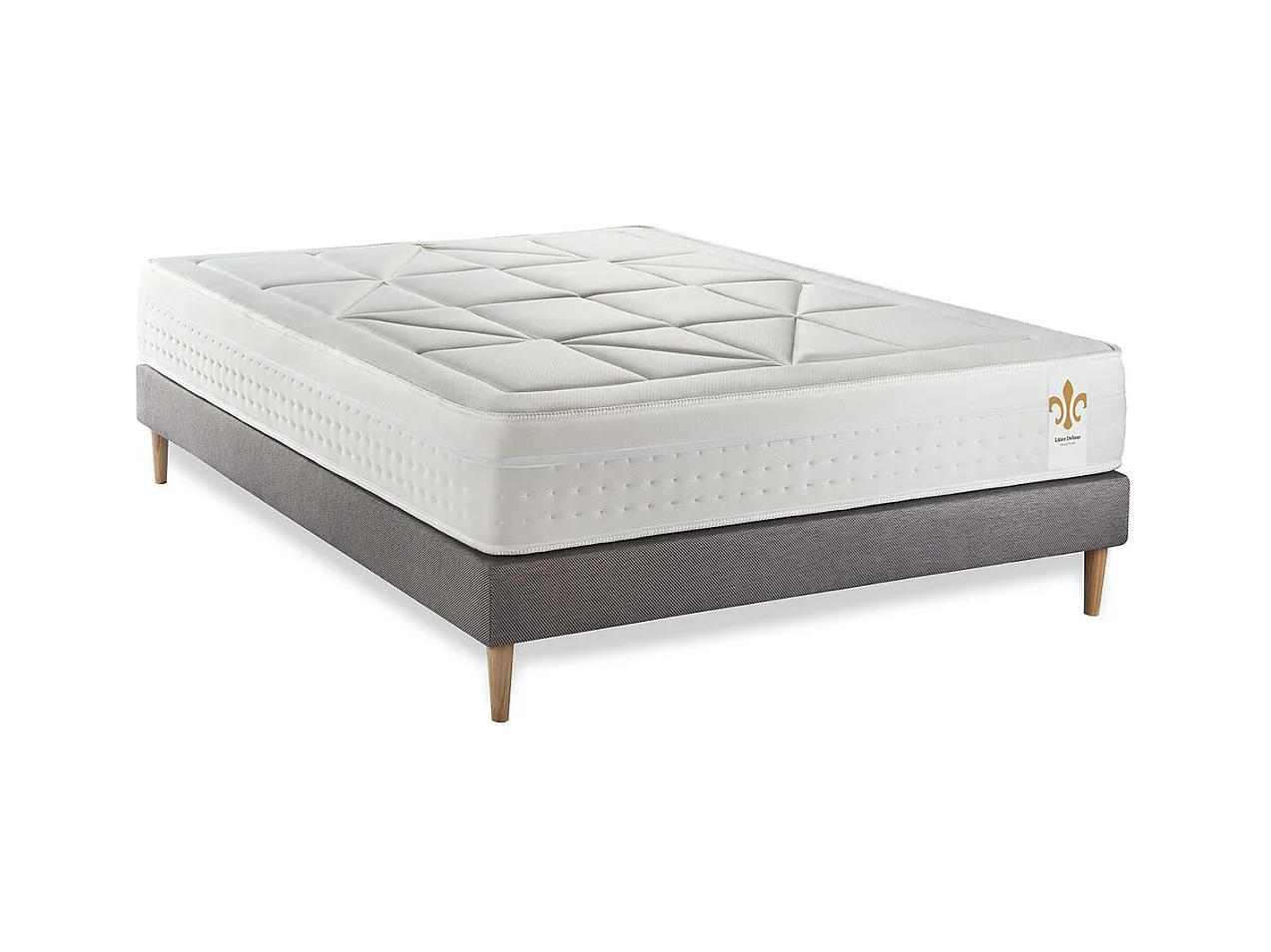 Ensemble Vingt-Huit 200 x 200 cm sommier Kit Gris