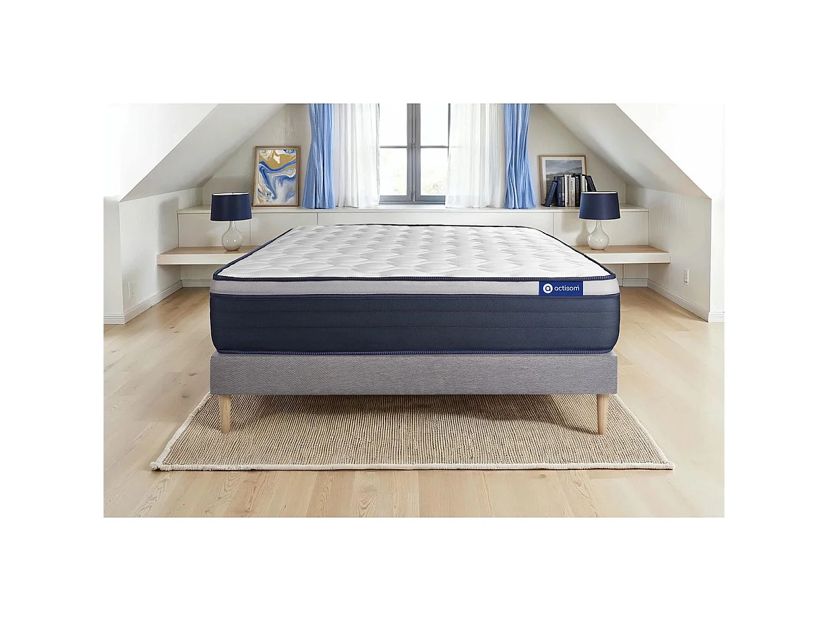 Ensemble matelas Latex+Mémoire de forme ACTILATEX MAX 80x200 cm Maxi épaisseur 7zones de confort + sommier KIT gris