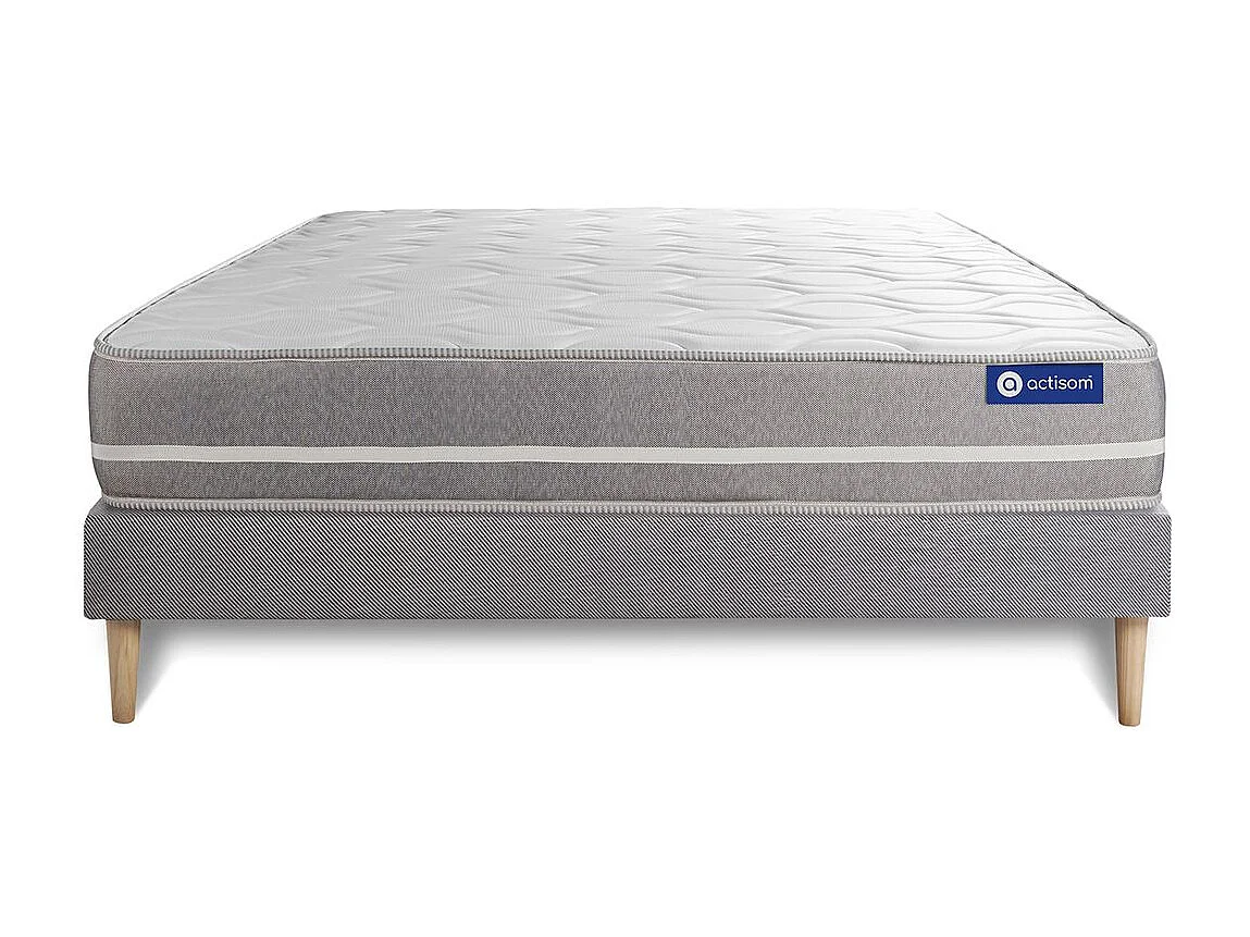 Ensemble matelas Ressorts ensachés ACTIFLEX TOUCH 120x190 3zones de confort + sommier KIT gris
