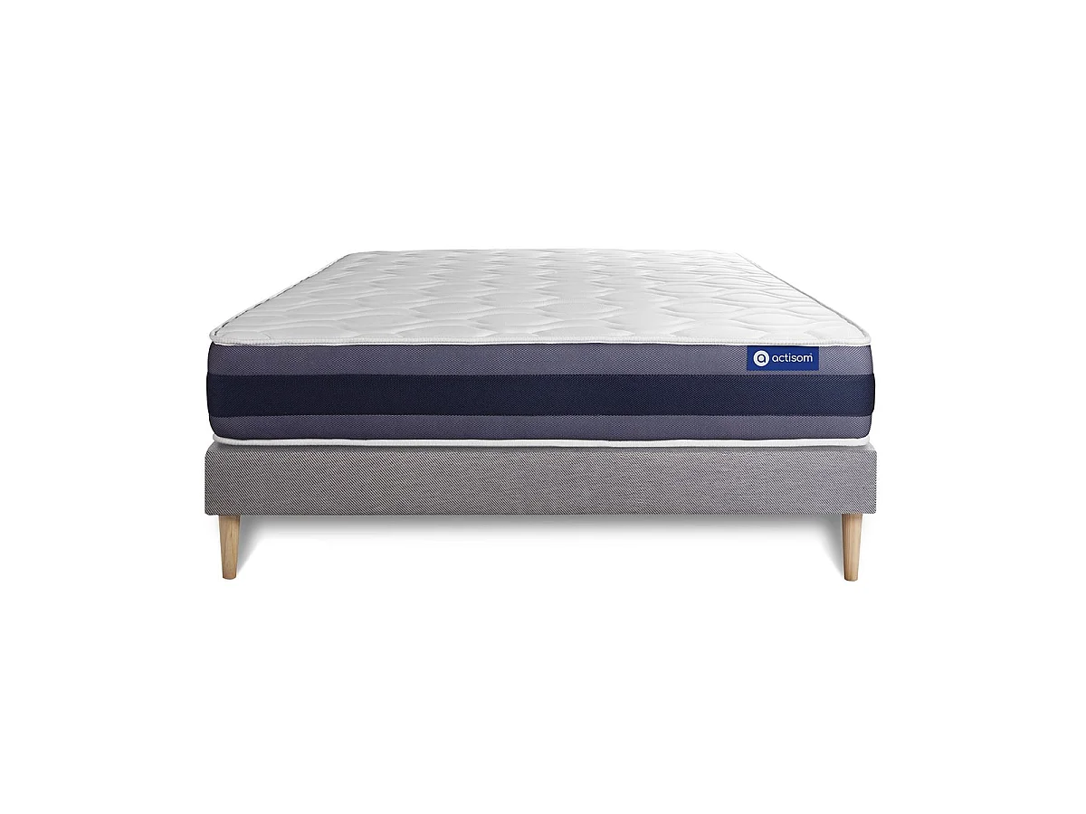 Ensemble matelas Ressorts ensachés+Mémoire de forme ACTIFLEX MORPHO 120x190 Maxi épaisseur 5zones confort + sommier KIT gris