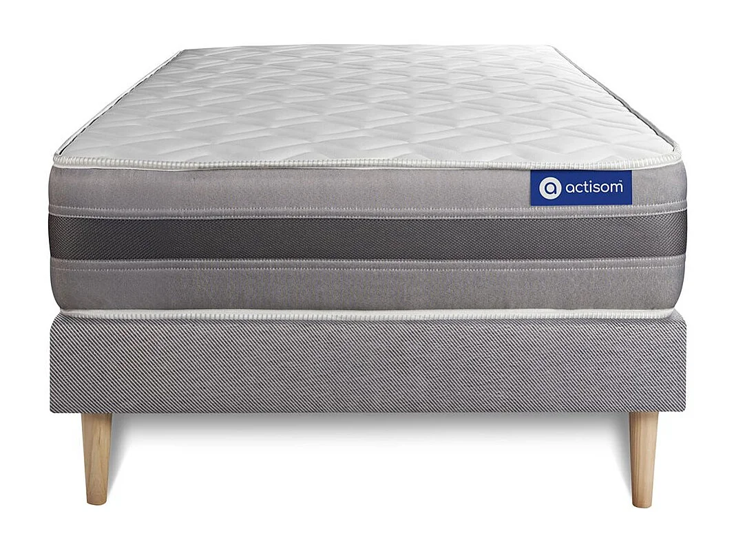 Ensemble matelas ACTILATEX RELAX Latex et mémoire de forme 80x190 cm Maxi épaisseur 5zones de confort + sommier KIT gris