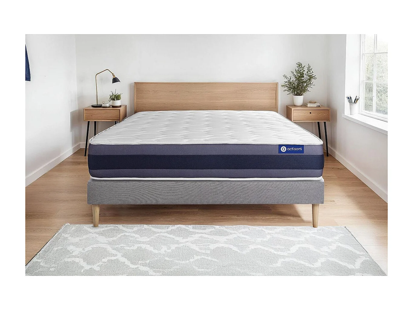 Actilatex morpho matratze 120x190cm + Bettgestell mit lattenrost - Dicke : 24cm - Latex und Memory-schaum - H3