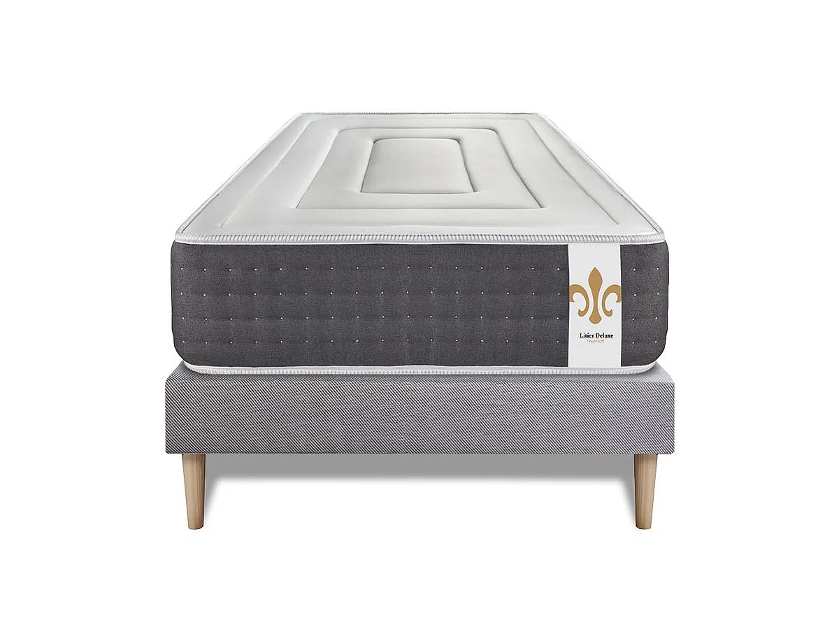 Ensemble Vingt-Six 90 x 190 cm sommier Kit Gris
