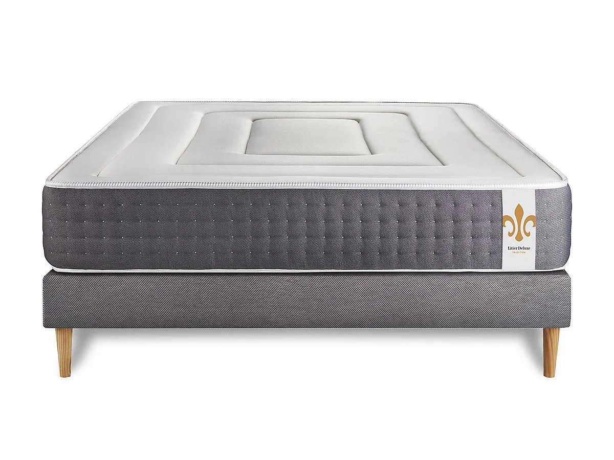 Pack Vingt-Six 140 x 200 cm sommier Kit Gris