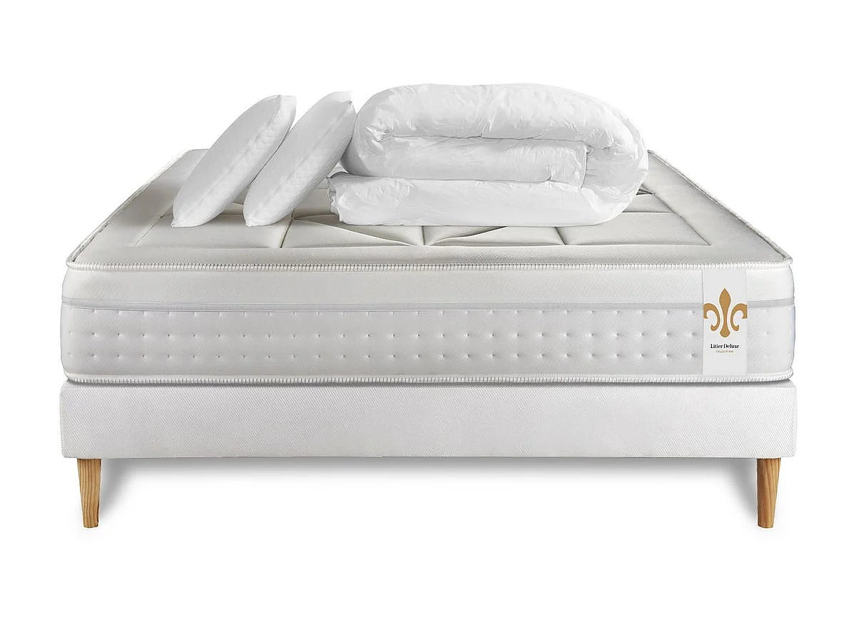 Pack Vingt-Huit 140 x 200 cm sommier Kit Blanc