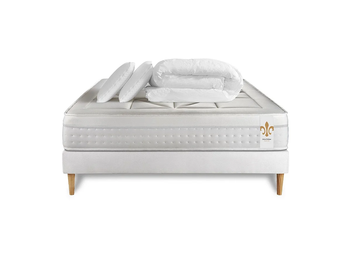 Pack Vingt-Huit 140 x 200 cm sommier Kit Blanc