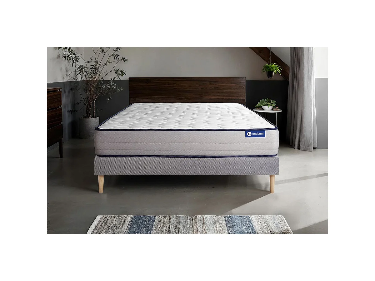 Ensemble matelas Mémoire de forme ACTIMEMO FORM 120x200 cm 5zones de confort + sommier KIT gris
