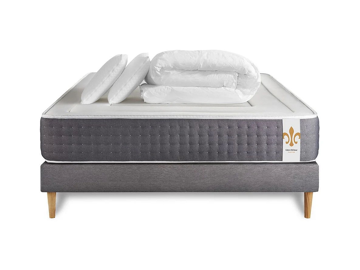 Pack Vingt-Six 180 x 200 cm sommier Kit Gris