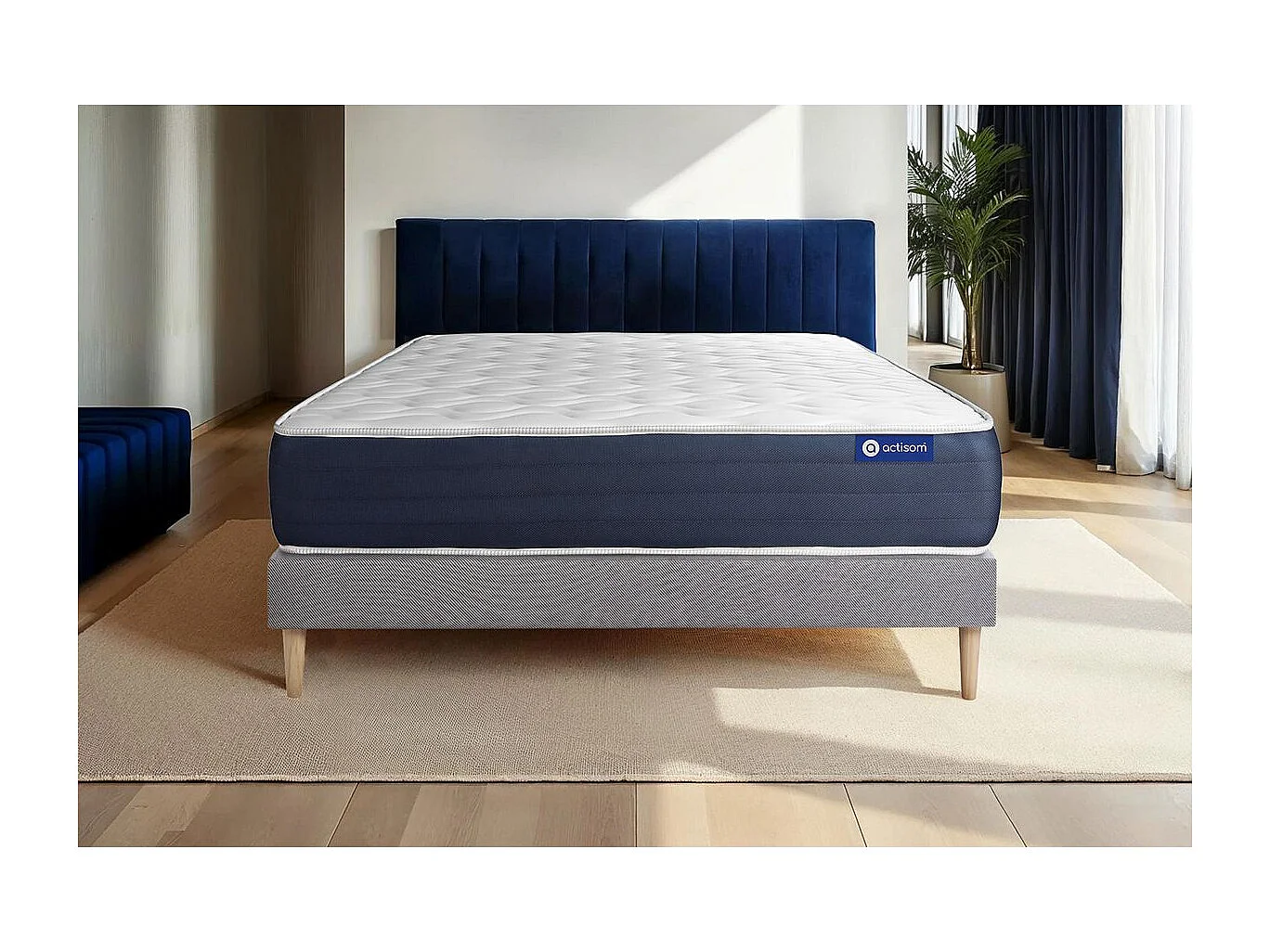 Ensemble matelas Ressorts ensachés et Mémoire de forme ACTIFLEX SLEEP 120x200 5zones de confort + sommier KIT gris