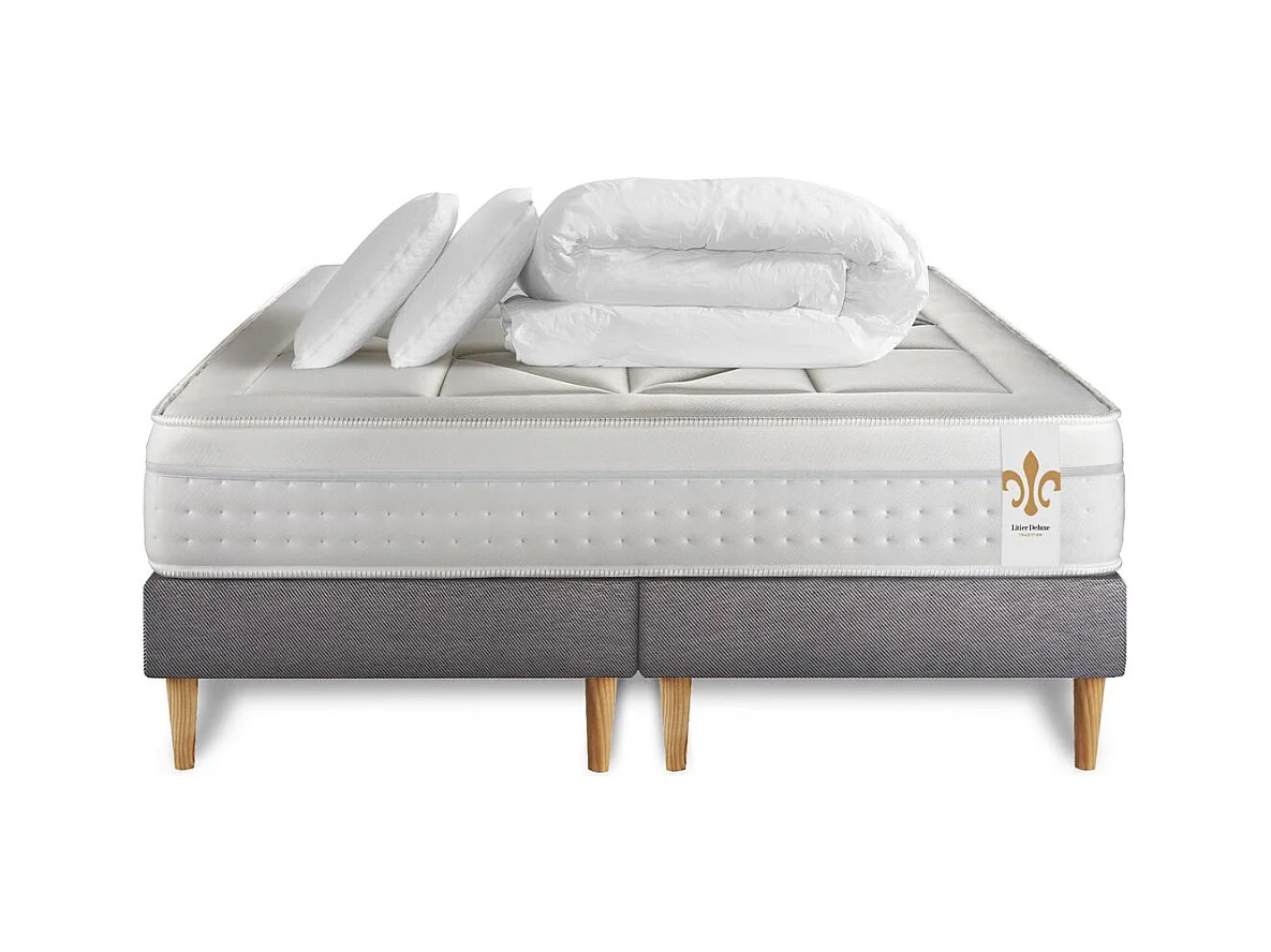 Pack Le Vingt-Huit 180 x 200 cm double sommiers Gris